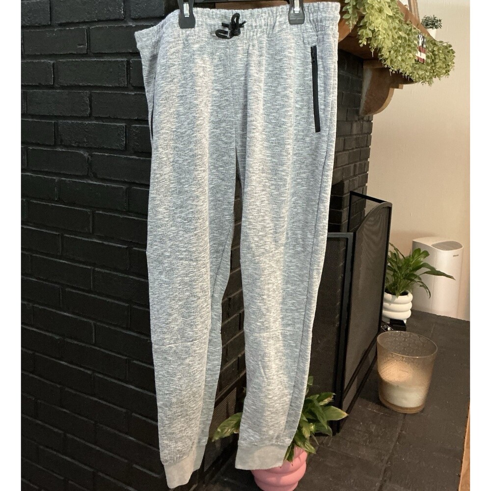 Beba Boutique Women’s Gray Heathered Jogger Pants Drawstring Pockets L